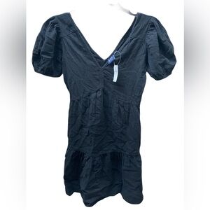 ❤️ GAP GAUZE PUFF SLEEZE TIERED BLACK MINI DRESS SIZE XXS